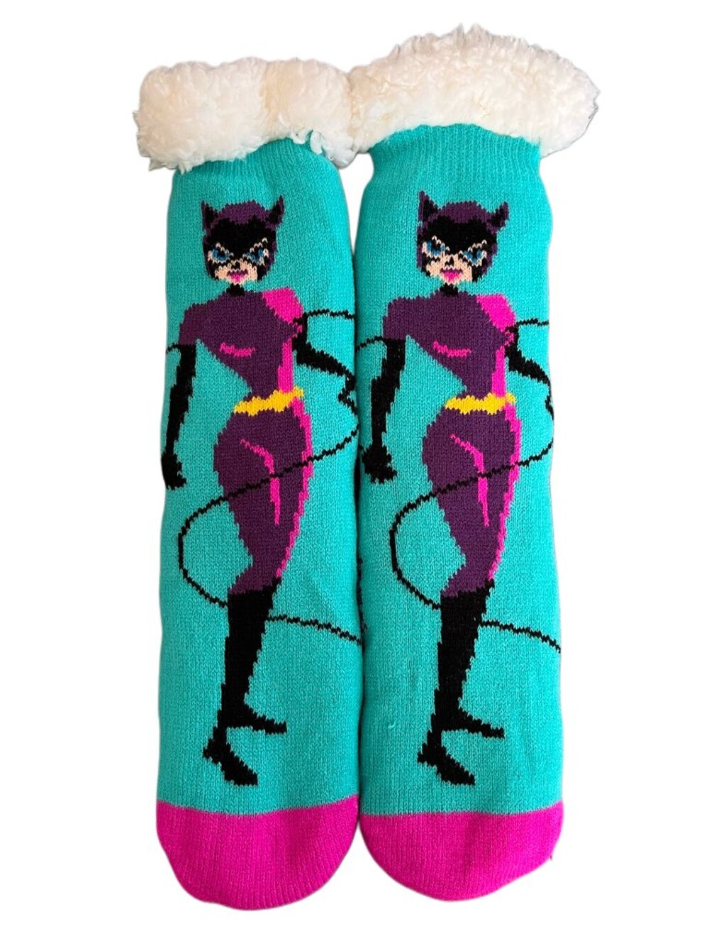 DC Comics Catwoman Sherpa Lined Gripper Bottom Slipper Socks